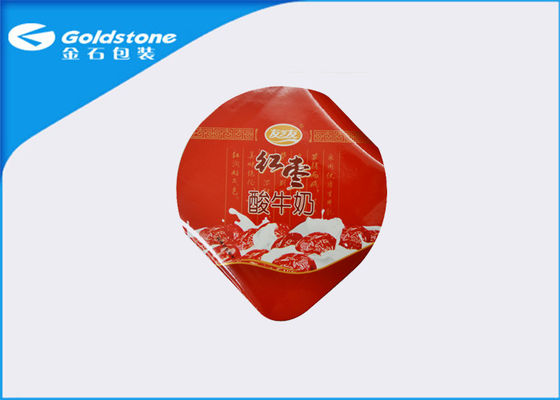 Red 30-46 Micron Thickness Die Cut Lids Coated Treatment For Yogurt Cup